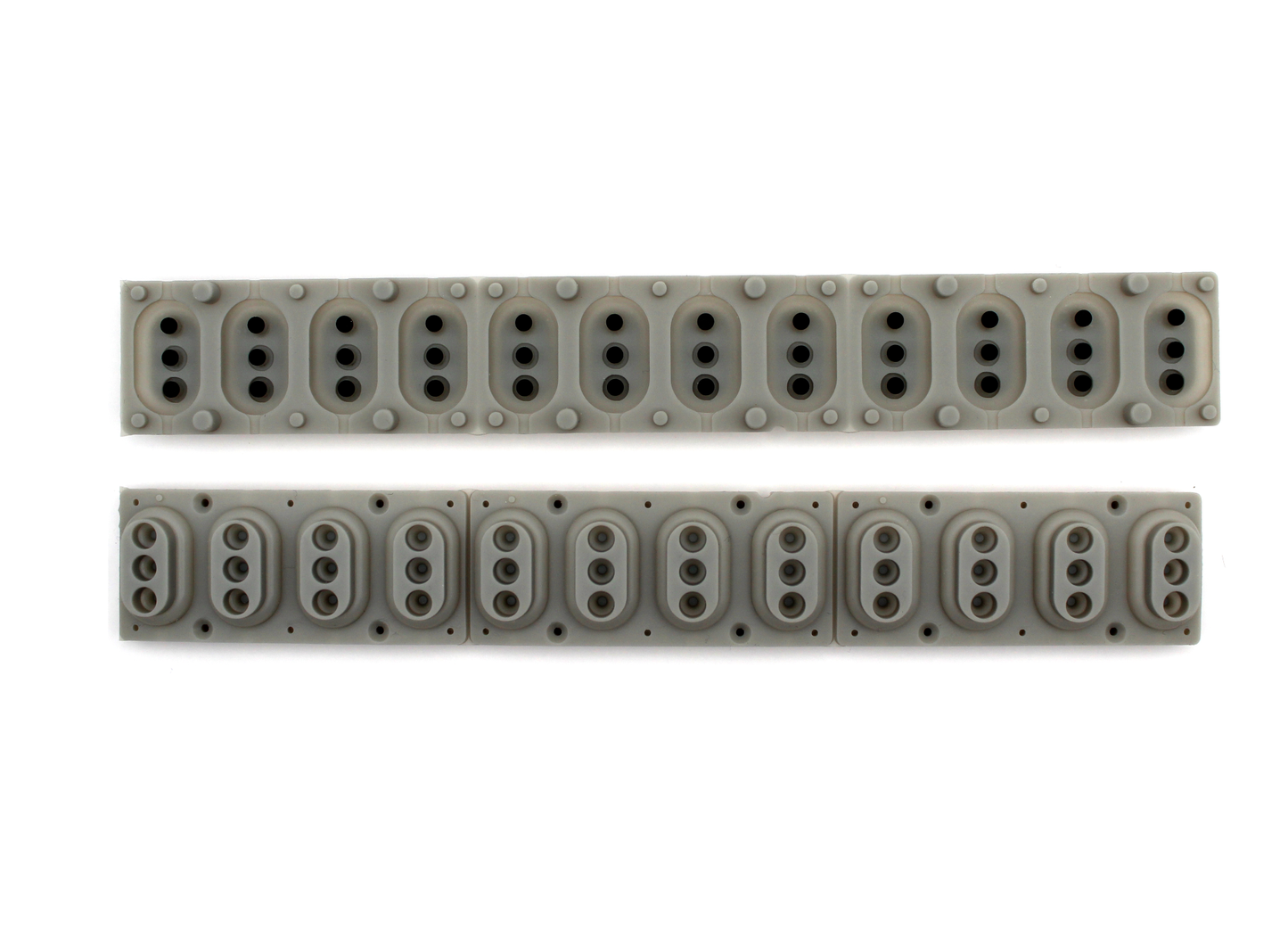 Triple pad rubber/silicone key contact strip