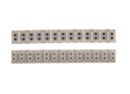 Double-pad rubber/silicone key contact strip