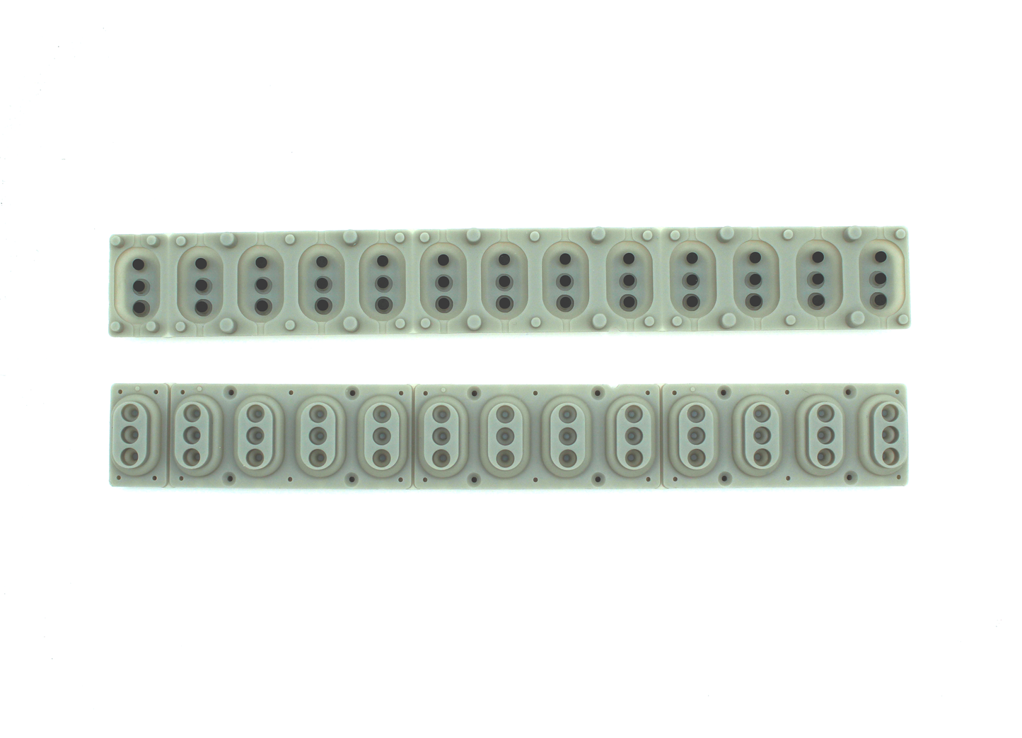 Triple pad rubber/silicone key contact strip