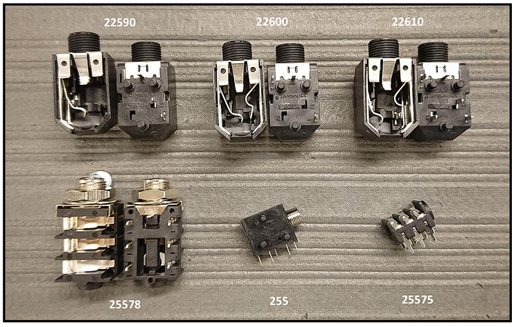 Audio 1/4" PCB mounted jack sockets