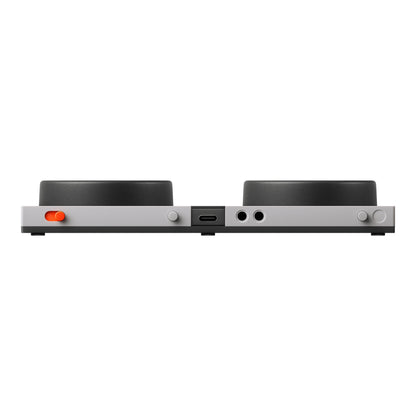 Teenage Engineering EP-127 K.O.-PEDAL, rear edge showing the power switch, USB-C port and 3.5 mm jacks