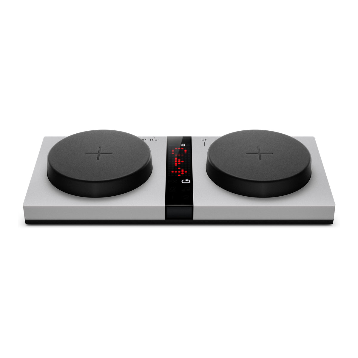 Teenage Engineering EP-127 K.O.-PEDAL, angled view of the two pressure-sensitive buttons and display