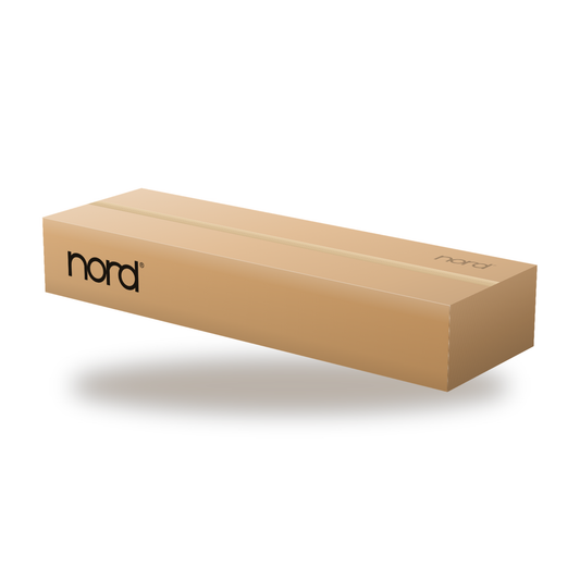 Illustrative render of the Replacement Shipping Box for Stage 4 88 and Piano 5 88 — plain brown carton, not a photograph