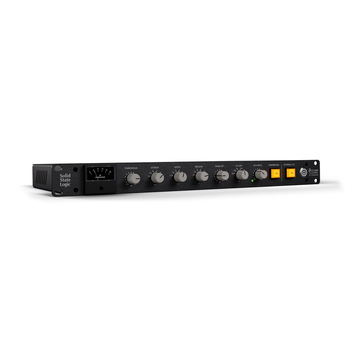SSL Bus Comp Classic 1U stereo bus compressor, front left angle